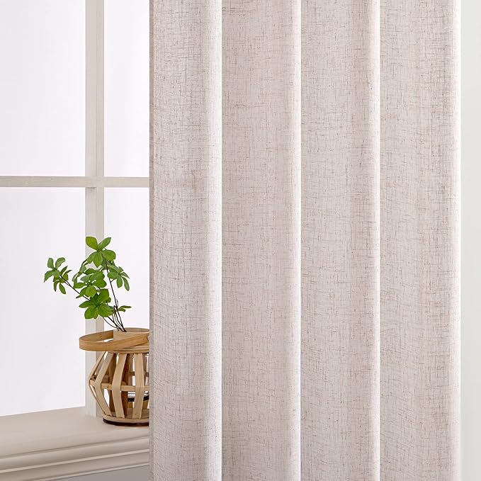 MIULEE Natural White Linen Curtains 52x48 Inch 2 Panels - Image 5