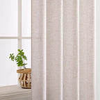 MIULEE Natural White Linen Curtains 132 Inch Length 2 Panels - Image 5