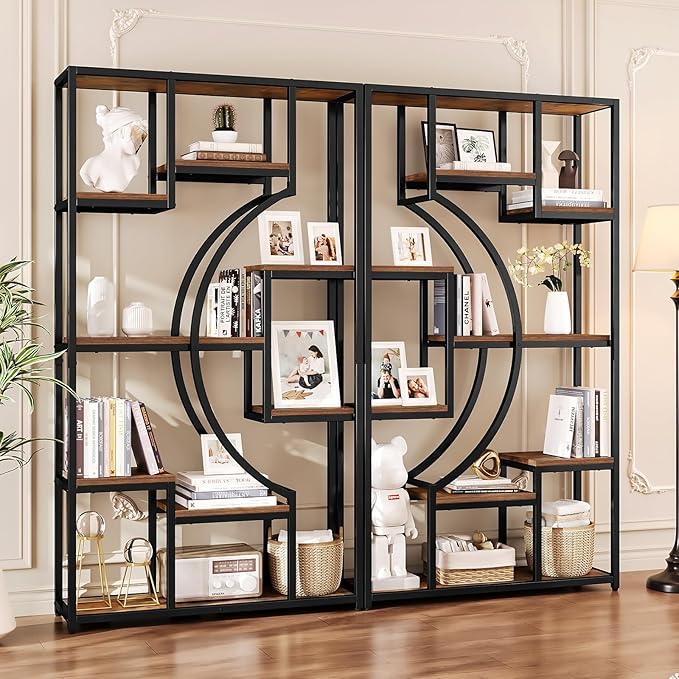 HolliWill 70.8" Tall Bookshelf Set of 2, Etagere Bookcase - Image 4