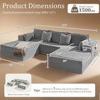 108" Oversized Cloud Sectional Couch, Comfort U Shaped Boneless Couch - Image 2