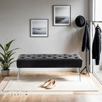 DUHOME Button-Tufted Ottoman Bench, Upholstered Bedroom Benches Footrest Stool - Image 2