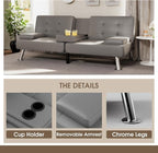 Flamaker Futon Sofa Bed Modern Folding Futon Set PU Leather Convertible - Image 6