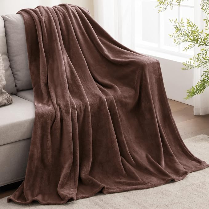 BEDELITE Fleece Blanket Soft Plush King Size Bed Blanket Brown 108"x90" | Ultra - Image 9
