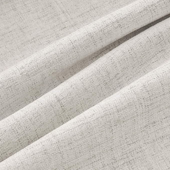 MIULEE 100% Blackout Linen Curtains 42 x 84 Inch Cream White 2 Panels | Thermal - Image 9