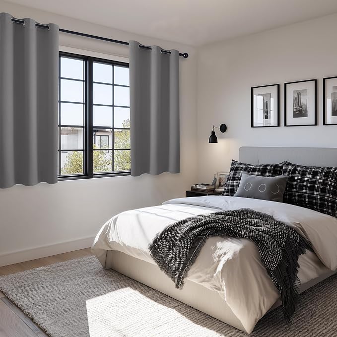 Blackout Curtains for Bedroom, Light Grey, 42 x 54 Inch, 2 Panels | Thermal - Image 6