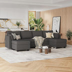 Huatean Home 114.17" Modular Sectional Sofa, 6 Seat Modular Couch - Image 7