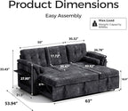 Convertible Sleeper Sofa Bed, 63 Inch Chenille Pull Out Couch - Image 2