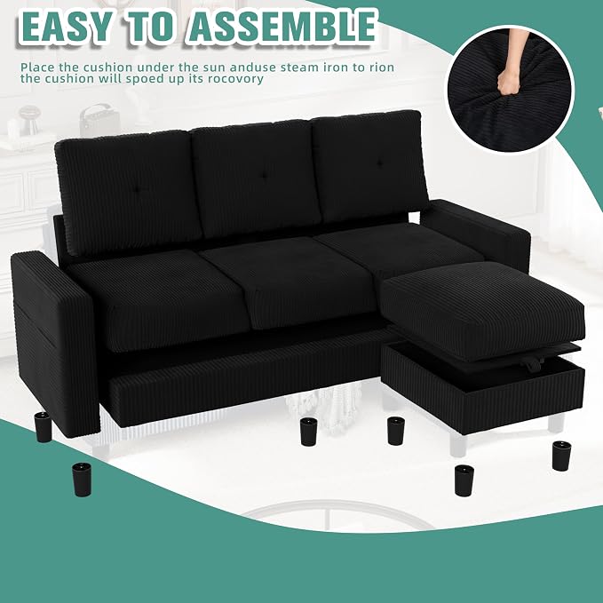 SUNLEI Convertible Sectional Couch Sofa - Image 5