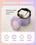 B FSOBEIIALEO Storage Ottoman Foldable, Sunflower Shaped Small Footrest - Image 4