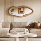 Honyee 55" x 24" Wall Mirror, Flannel Wrapped Wooden Frame Wavy Mirror - Image 3