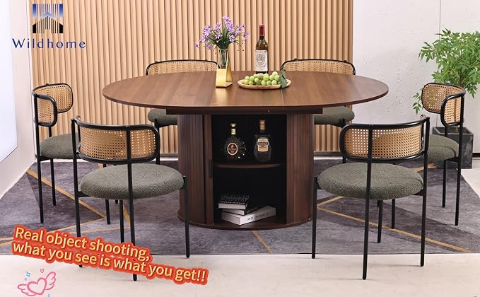 Extendable Round Dining Table for 2-4-6, 63 Inch Dining Room Kitchen Table - Image 8