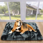 2x3 Tie-Dyed Black and Grey Fluffy Area Rug Non-Slip - Image 7