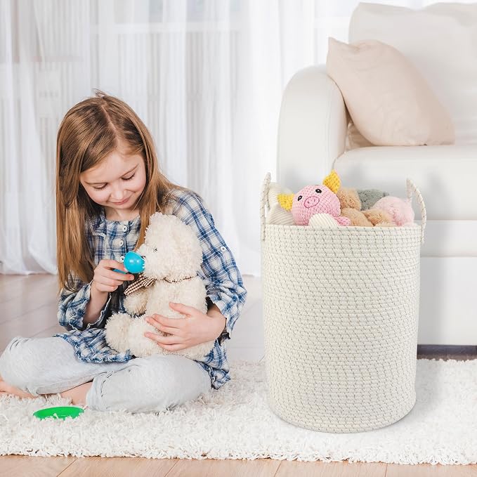 XUANGUO Cotton Rope Laundry Basket Hamper - Image 5
