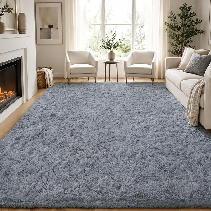 PLHXFR 6x9 Area Rugs Living Room: Fluffy Bedroom Rug Shag Carpet Grey | Upgrade - Image 2
