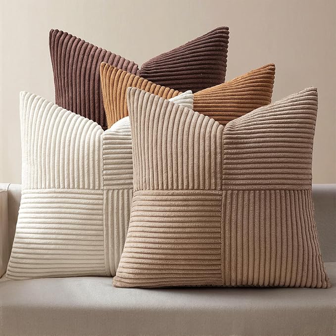 MIULEE Brown Throw Pillow Covers 18x18 Inch Set of 4 Boho Farmhouse Cushion by MIULEE