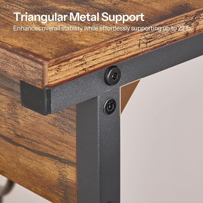HOOBRO C-Shaped End Table with Charging Station, Adjustable Height Sofa Tray - Image 8