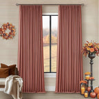 Terracotta Linen 100% Black Out 120 Inch Curtains by Twodrapes