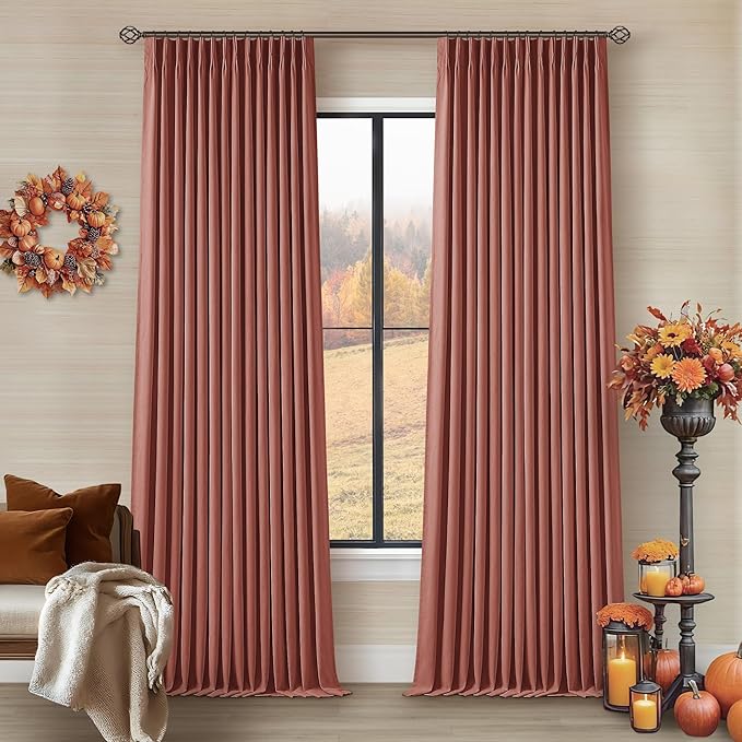 Terracotta Linen 100% Black Out 120 Inch Curtains by Twodrapes