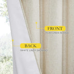NICETOWN Natural Full Blackout Boho-Chic Linen Curtains 80 inch Long 2 Panels - Image 7