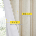 NICETOWN Natural Bedroom Full Blackout Linen Curtain Panels Set of 2, Cold - Image 6
