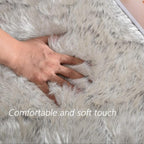 Latepis White and Grey Tips Faux Fur 8'10"x11'10" Area Rug, Soft Plush Faux Fur - Image 4