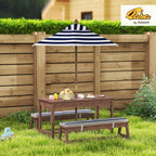 Qaba Kids Picnic Table, Outdoor Wooden Table & Bench Set - Image 2