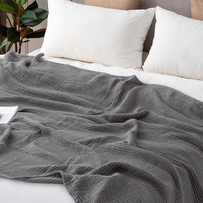 EMME Muslin Blankets for Adults Throw Blanket for Couch Breathable Gauze Soft - Image 8