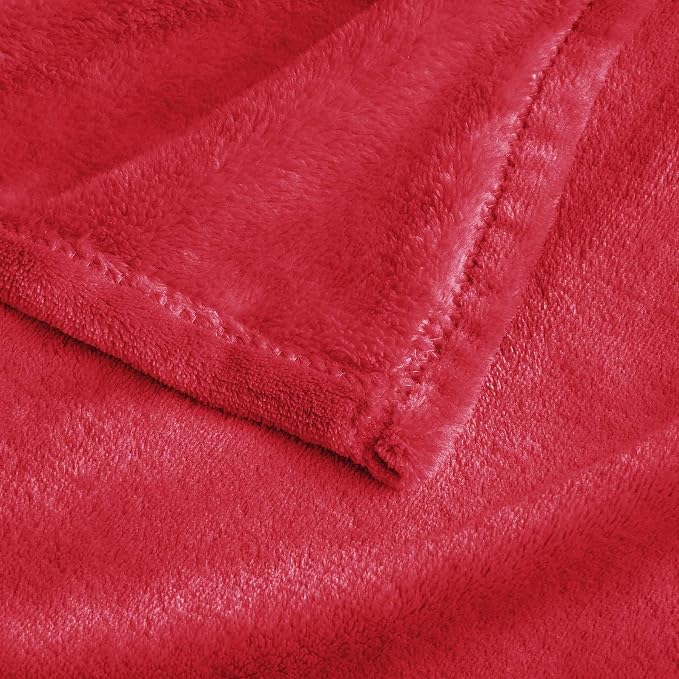 BEDELITE Fleece Blanket Soft Plush Oversized Bed Blanket Red 120"x120" | Ultra - Image 5