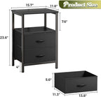 Huuger Night Stand with 2 Drawers, Bed Side Table with Open Shelf, Wooden Top - Image 3