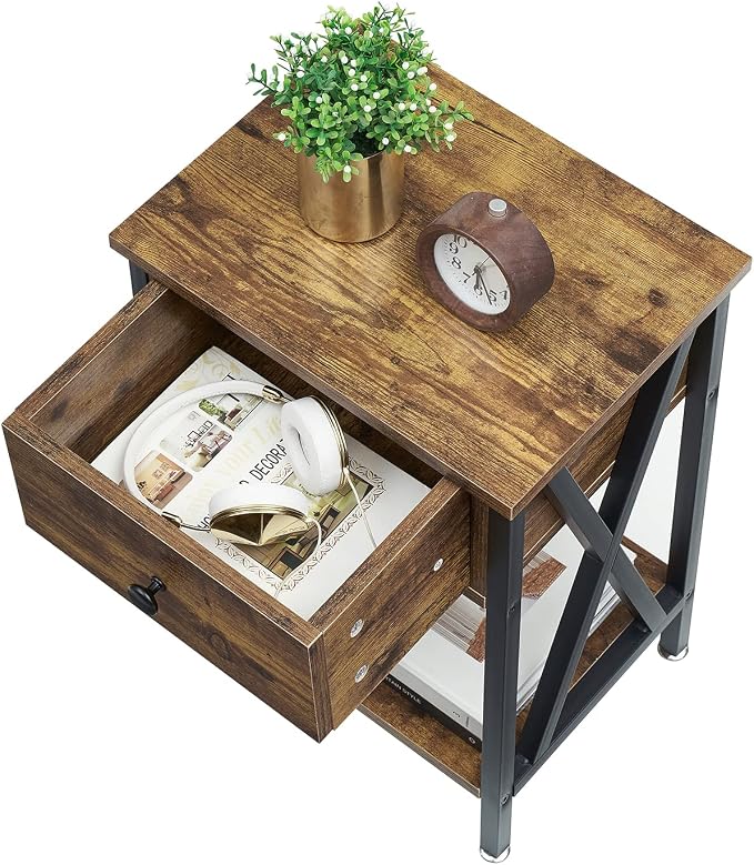 VECELO Nightstands Set of 2, Modern Bedside End Tables, Night Stands - Image 7