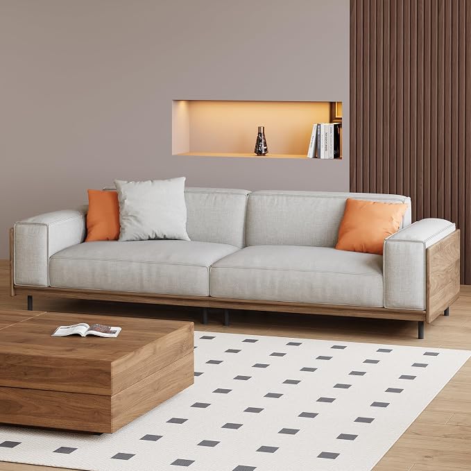 82.67" Mid-Century Modern 3-Seater Fabric Sofa Couch - Image 5