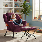 MBOOYOME Lazy Chair with Folding Ottoman, Modern Accent Armchair with Armrests - Image 2