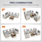 Pamapic 7-Piece Outdoor Sectional Furniture Set, All-Weather Wicker Patio Sofa - Image 6