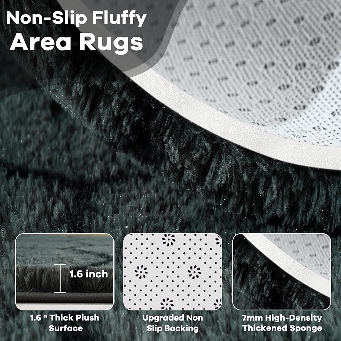 6x9 Large Dark Grey Fluffy Soft Area Rug Non-Slip - Image 5