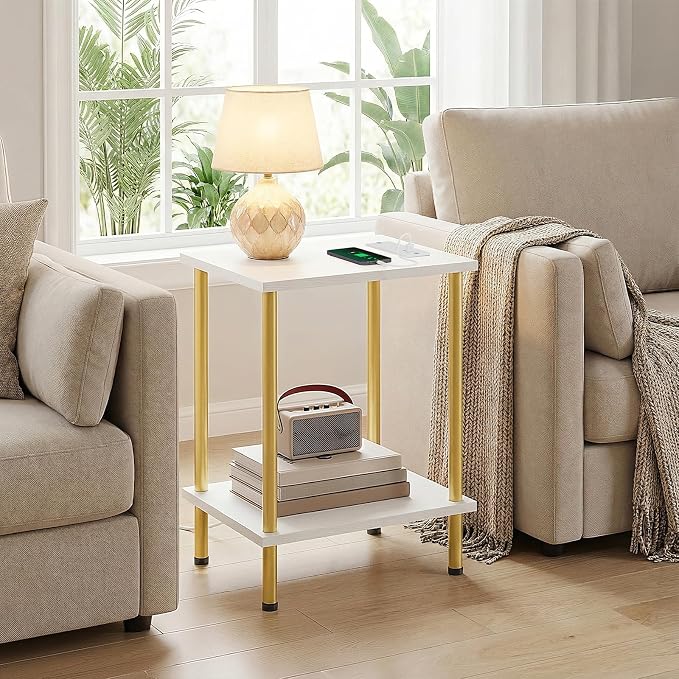 HOOBRO Side Table with Charging Station, End Table with USB Port and Outlet - Image 2