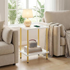 HOOBRO Side Table with Charging Station, Nightstand with 2-Layer Storage Shelves - Image 5