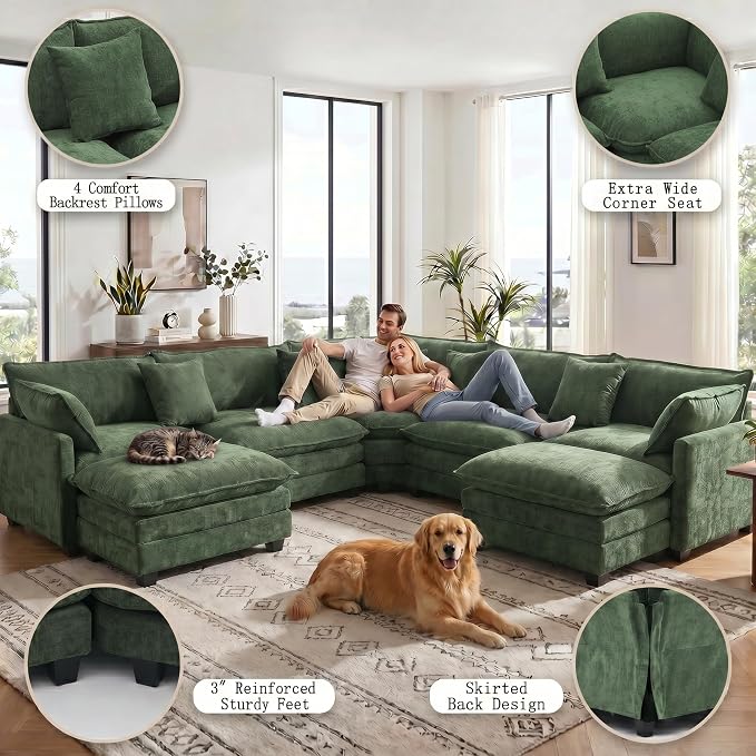 111.4" V-Shaped Corner Couch Sectional - Image 6