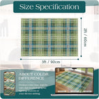 Front Door Mat Outside Entrance, 2x3 Green Teal Tartan Plaid Rug | Non-Slip - Image 2