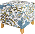 Adeco 18 Inch Linen Storage Ottoman Cube, Upholstered Footstool - Image 4