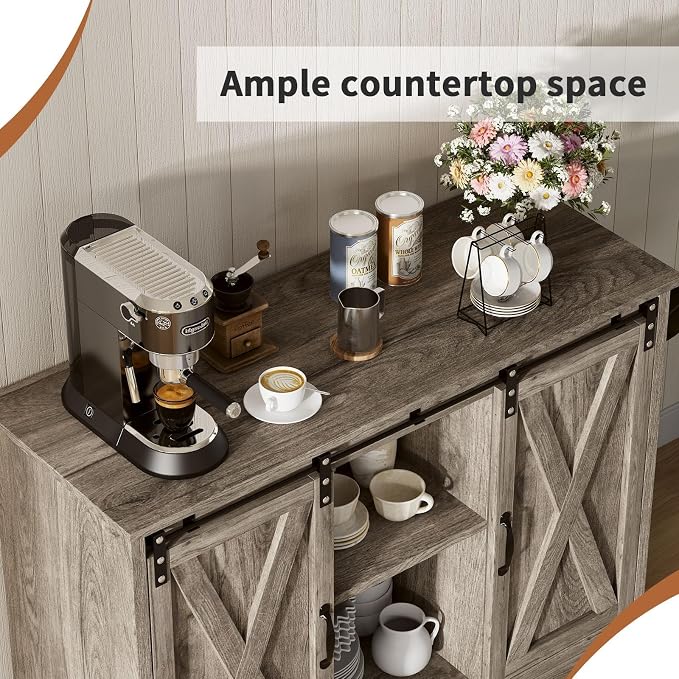 4 EVER WINNER 42" Farmhouse Coffee Bar, Buffet Cabinet - Image 3