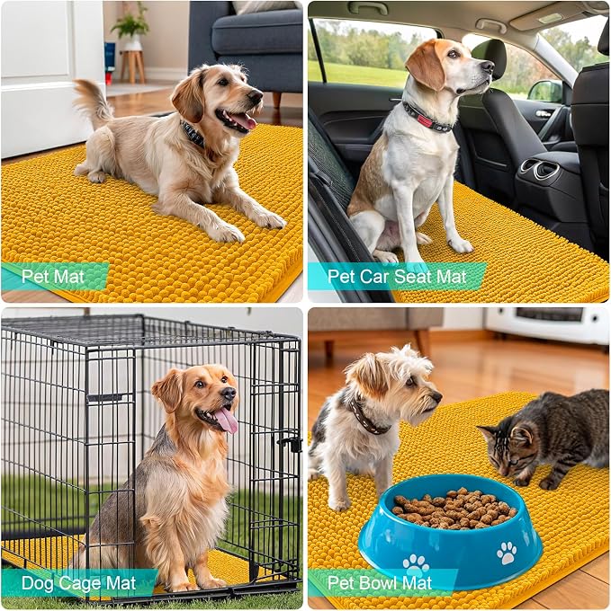 OLANLY Dog Door Mat for Muddy Paws 44x32, Super Absorbent Chenille Mud Mat | - Image 7