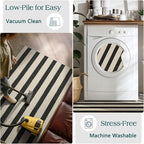Black and White Striped Entry Rug, 3x5 Non-Slip Indoor Outdoor Rugs | Washable - Image 5