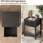 Fluted Night Stand with Golden Handle, Bedside Table with Storage Shelf - Image 4