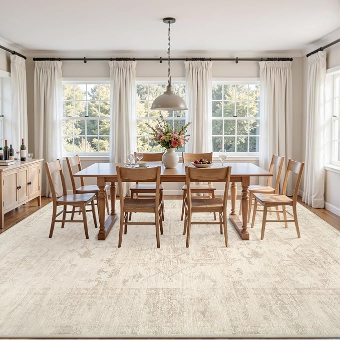 6x9 Area Rugs Living Room: Bedroom Washable Carpet Beige/Brown | Large Vintage - Image 9
