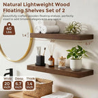 fuqing 20 Inch Floating Shelves | 6.7 Inch Deep Dark Wood Floating Shelves - Image 3