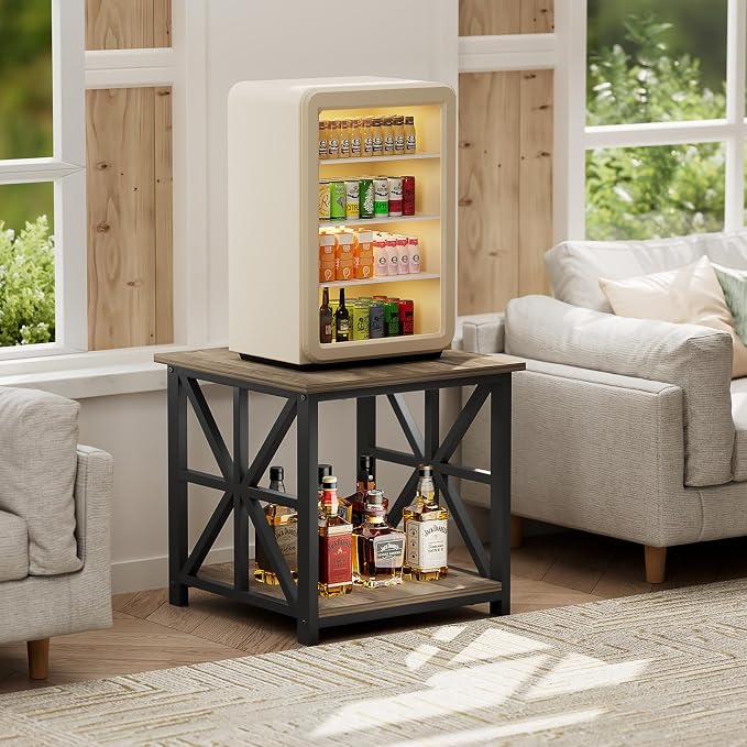 GreenForest End Table with 2-Tier Storage Shelf, 24 inch Large Side Table - Image 6