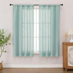 Chyhomenyc Aqua Green Semi Sheer Curtains 54 Inch Length by Chyhomenyc