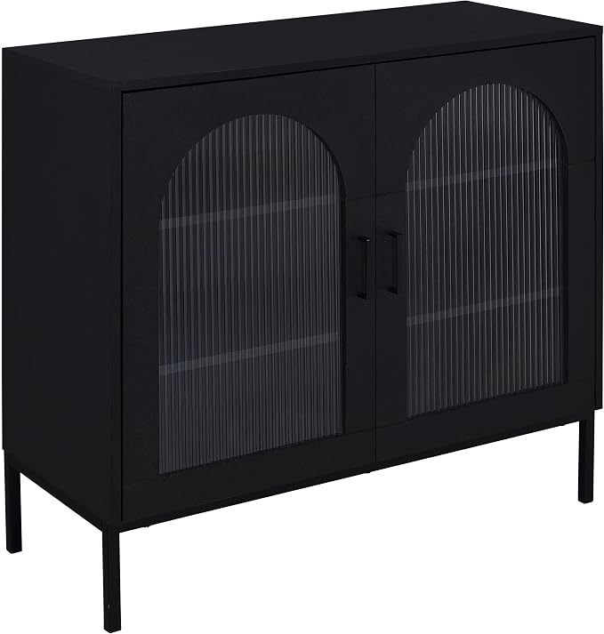 Coaster Home Furnishings Jess 2-Door Arched Fluted Glass Accent Cabinet Black by CoasterFineFurniture