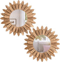 Honiway Boho Wall Decor Mirror 2 Pack Rustic Wood Mirror 12 inch Boho Mirror by Honiway