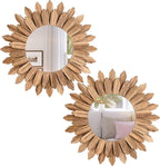 Honiway Boho Wall Decor Mirror 2 Pack Rustic Wood Mirror 12 inch Boho Mirror by Honiway